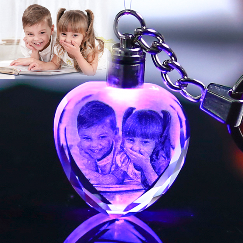 LASER ENGRAVED CRYSTAL GLASS KEY CHAIN 1