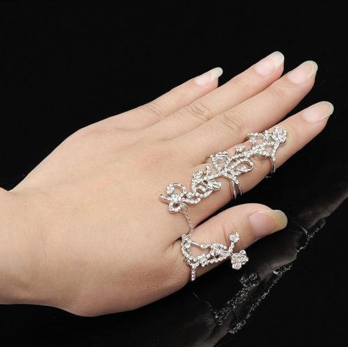 Knuckle Band Crystal Ring 3