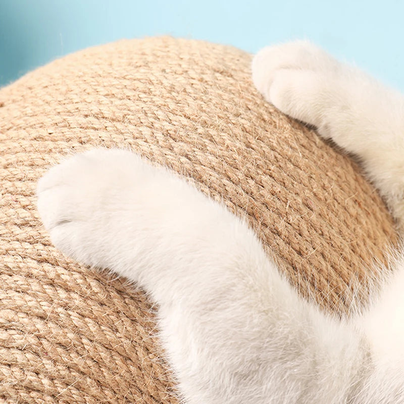 Solid Wood Natural Sisal Scratcher Cat Ball Toy 5