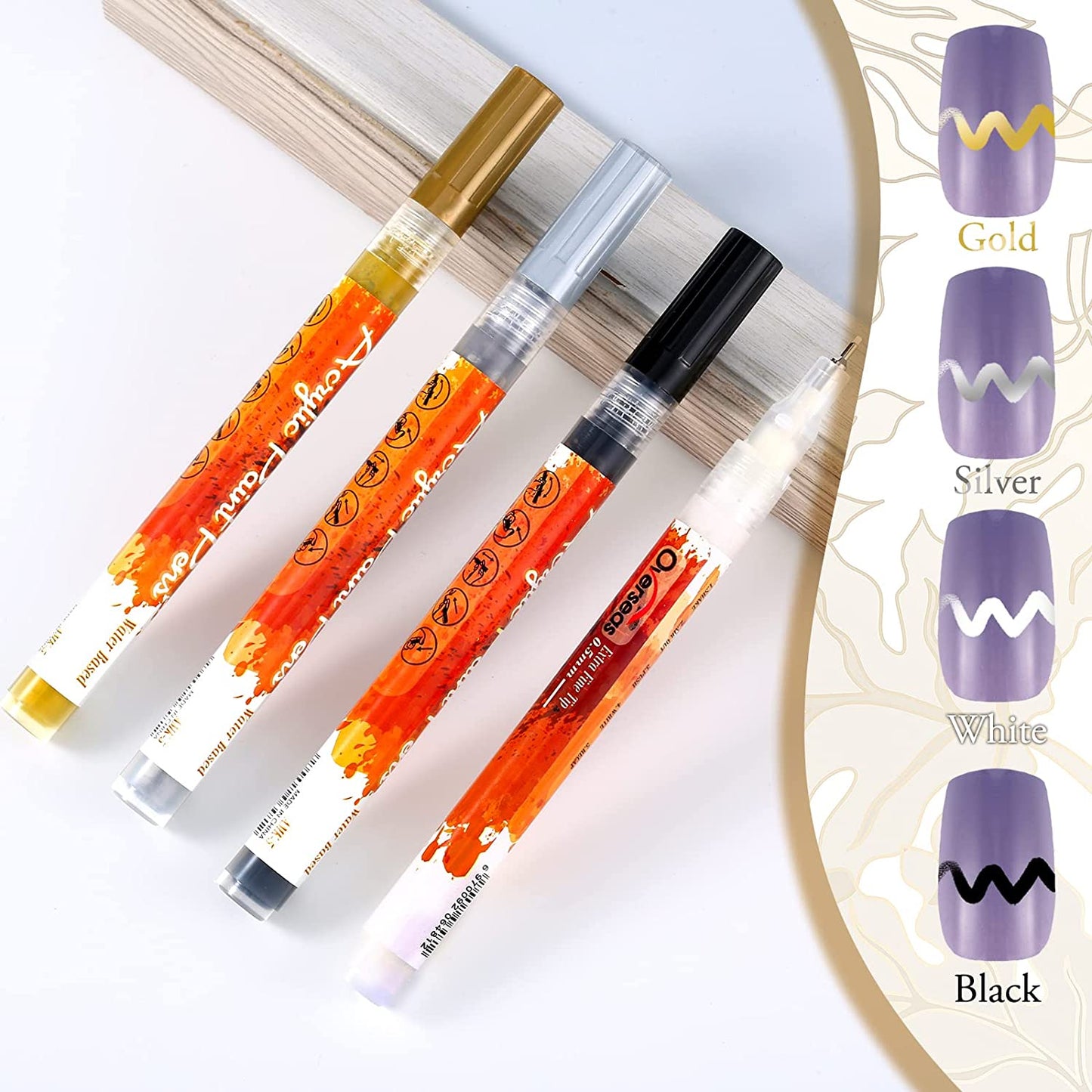 Ultra Thin Curve Manicure Felt Pen 4pcs 5
