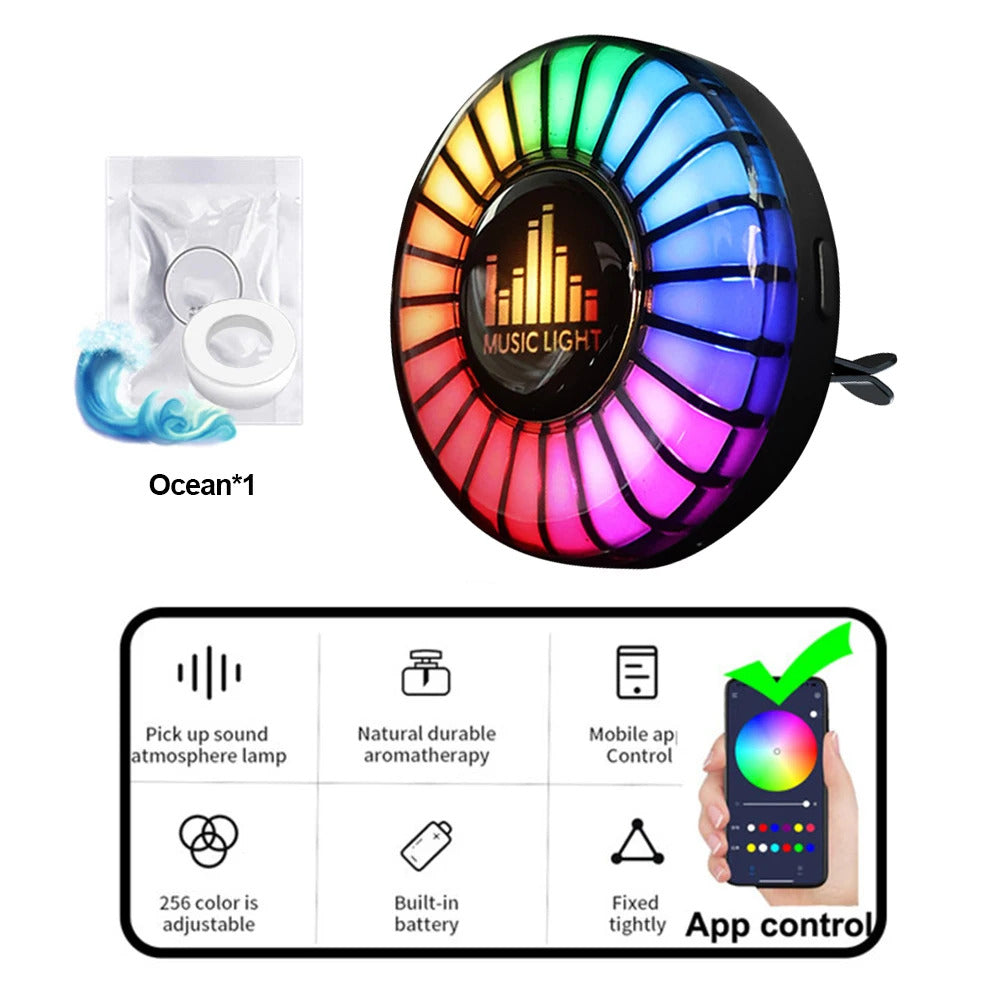 Car Music Rhythm Sound Control Colorful LED Light With Fragrance Holder 6