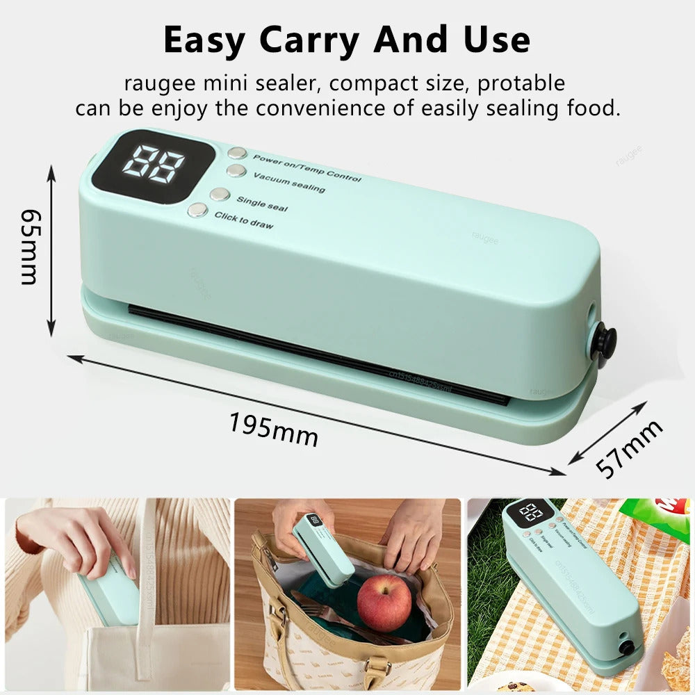 3-in-1 Mini Vacuum Sealer – Portable Food Sealing Machine with 15 Bags, Wet & Dry Modes, Digital Timer for Home & Travel 6
