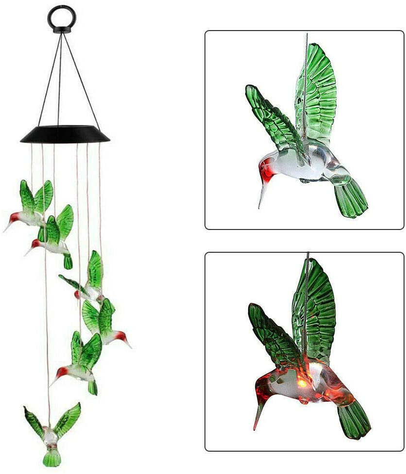 Solar-Powered Dangling Hummingbird Lights 6