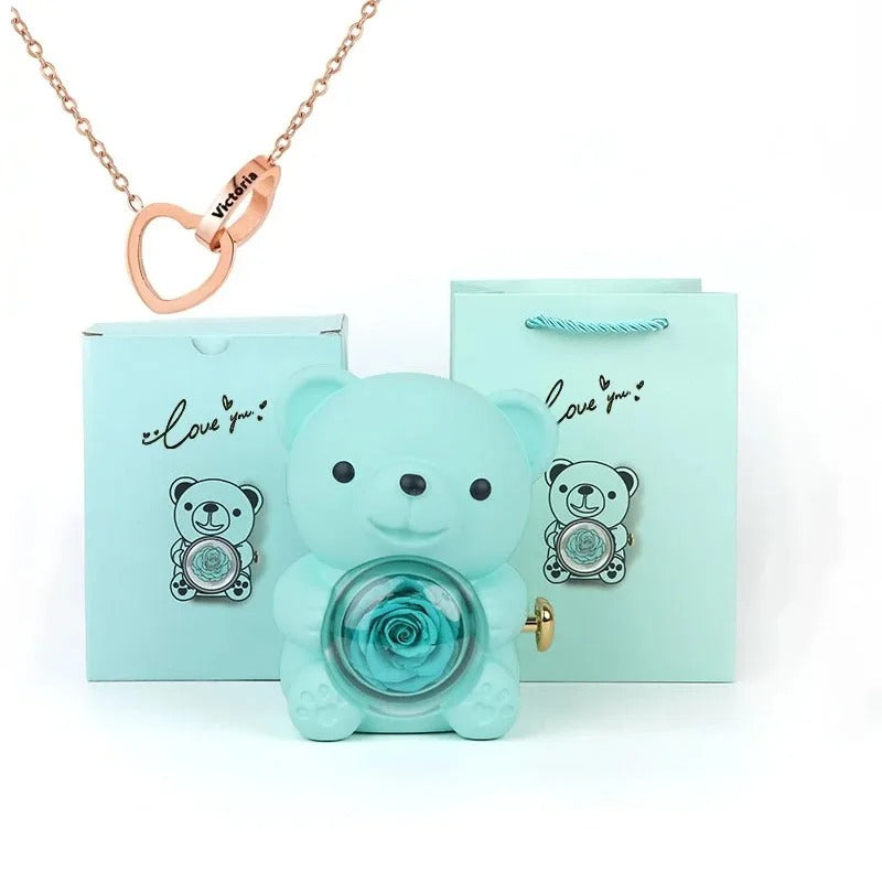 Eternal Rose Bear with Engraved Necklace 8