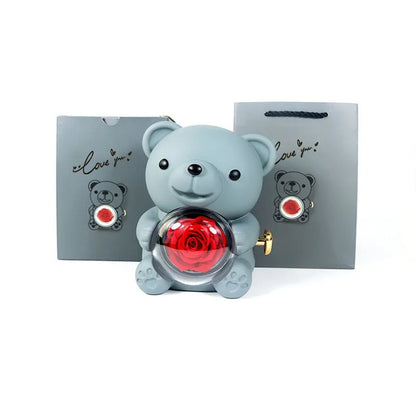 Eternal Rose Bear W/ Engraved Necklace 10