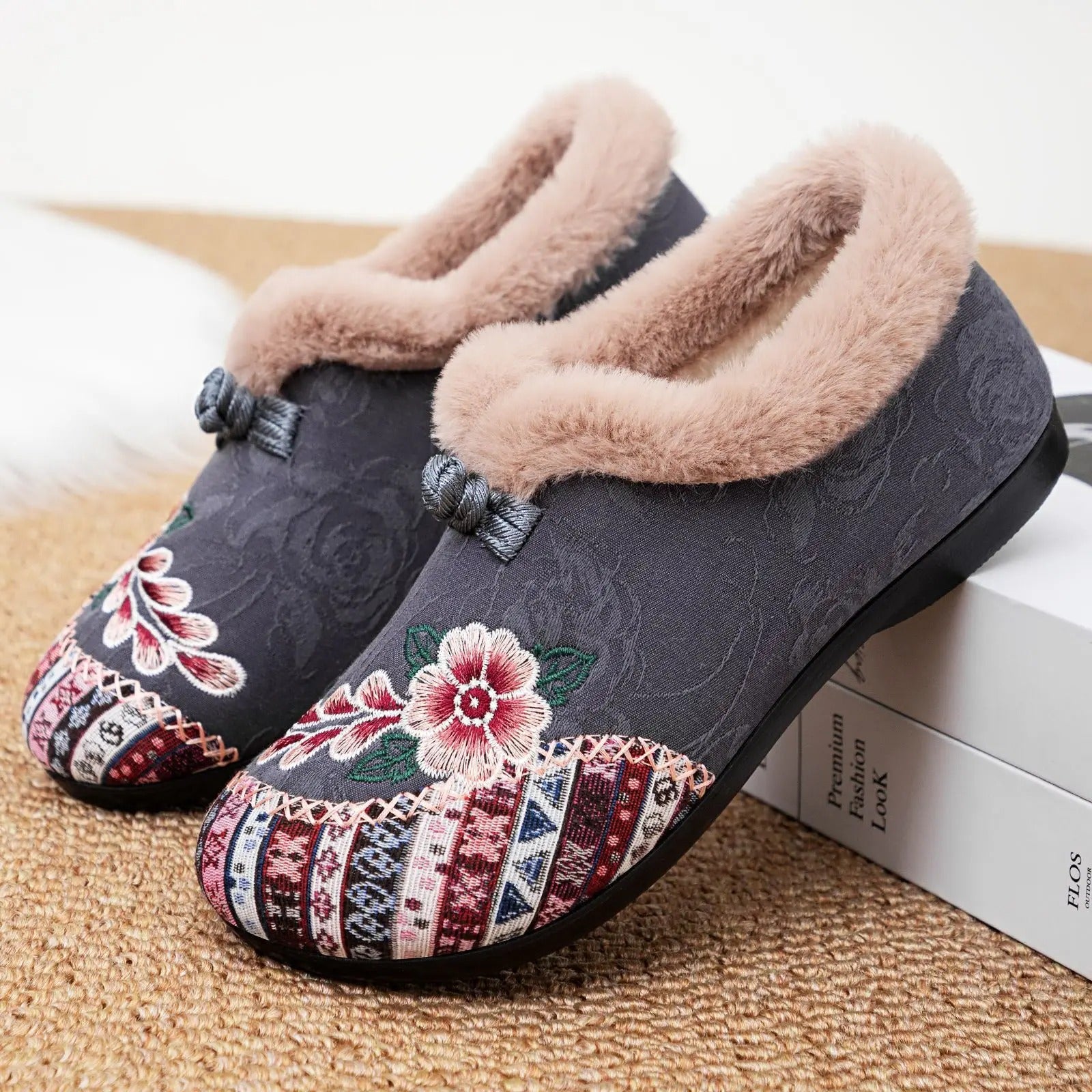 Cozy Embroidered Winter Slippers 10