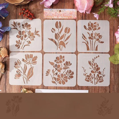 Blooming Flowers Stencil Kit-6PCS 10