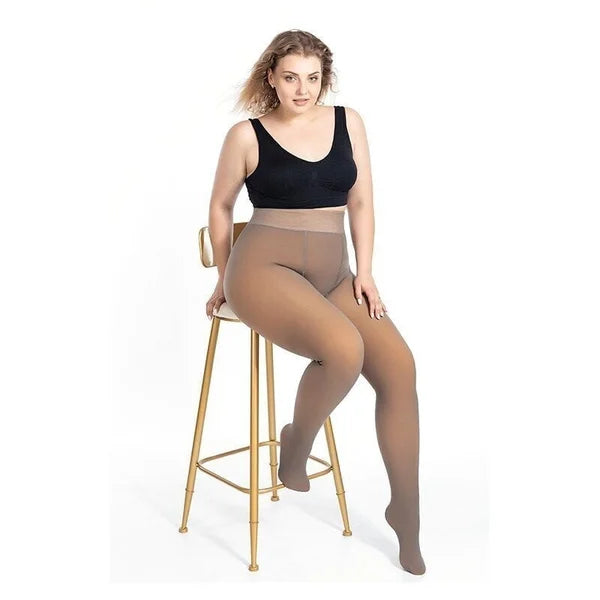 Flawless Legs Fake Translucent Warm Plush Lined Elastic Leggings 12