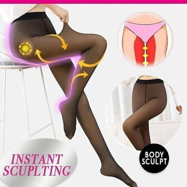 Flawless Legs Fake Translucent Warm Plush Lined Elastic Leggings 14