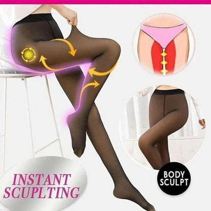 Flawless Legs Fake Translucent Warm Plush Lined Elastic Leggings 14