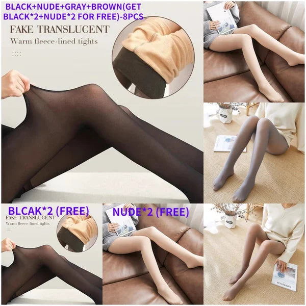 Flawless Legs Fake Translucent Warm Plush Lined Elastic Leggings 17