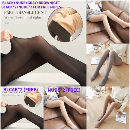 Flawless Legs Fake Translucent Warm Plush Lined Elastic Leggings 17