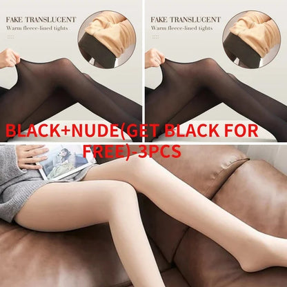 Flawless Legs Fake Translucent Warm Plush Lined Elastic Leggings 18