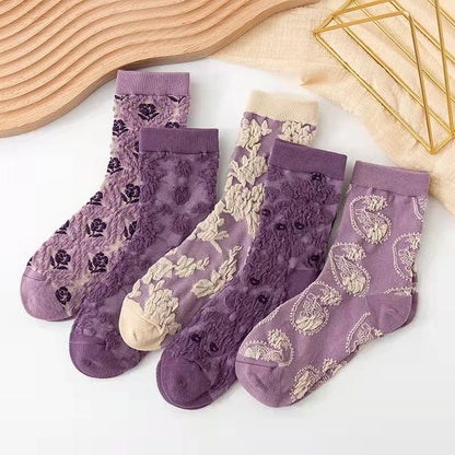 Harajuku Retro Embroidery Socks- 5 Pairs 2