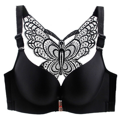 Butterfly Embroidery Front Closure Wireless Bra 2