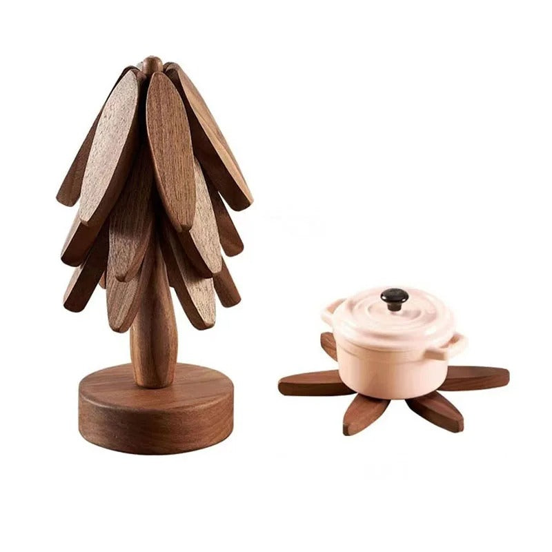 Artisanal Wooden Coasters Trivets Set 2