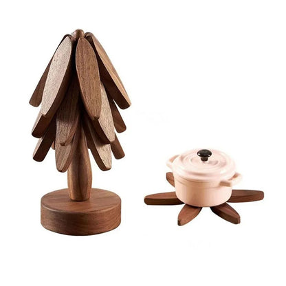 Artisanal Wooden Coasters Trivets Set 2