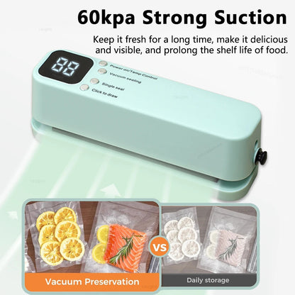 3-in-1 Mini Vacuum Sealer – Portable Food Sealing Machine with 15 Bags, Wet & Dry Modes, Digital Timer for Home & Travel 2
