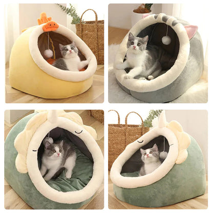Cute Cat Hiding Warm Cozy House Bed 2