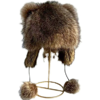Raccoon Tail Faux Fur Parent-Child Plush Hat 2