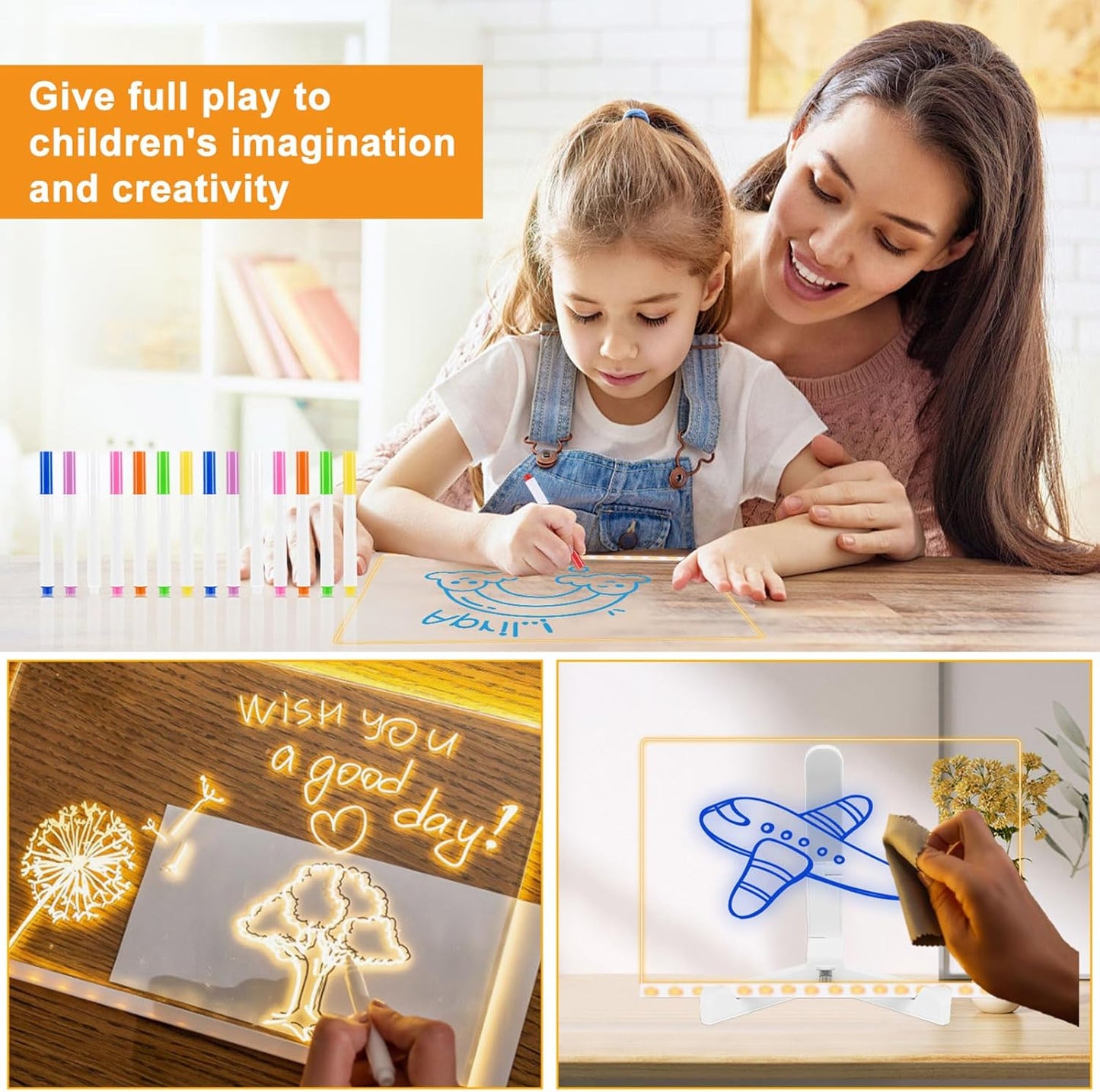 LED Acrylic Dry Erase Note Drawing Board 2