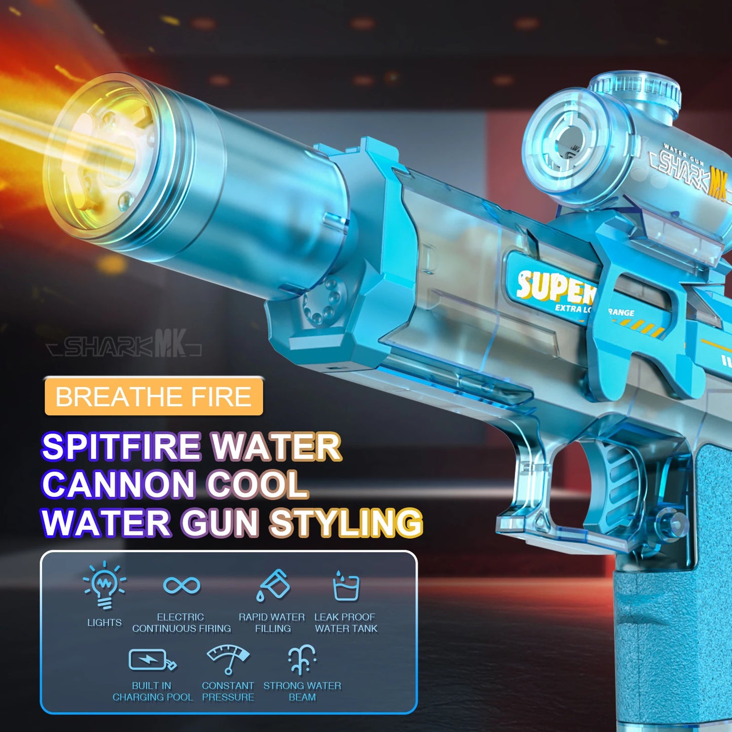 LED Electric Water Gun – Large Capacity Automatic Spray Blaster 2