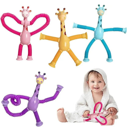 Fidget Telescopic Suction Cup Pop Tubes Giraffe Toys (4 Pack) 2