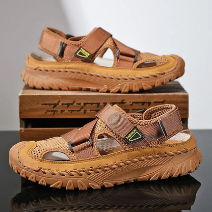Men's Handmade Cowhide Breathable Mesh Sandals 2