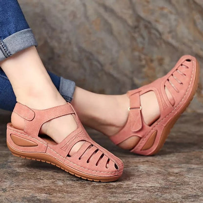SOFT PU LEATHER CLOSED TOE VINTAGE ANTI-SLIP SANDALS 2