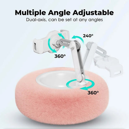 Plush Pillow Snack Bowl Tablet & Phone Holder – Adjustable Angle & Length Holder for Video Chat, Streaming, and Desk Use 2