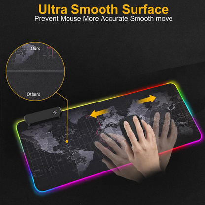 Premium XL Extended LED Mouse Pad - World Map 2