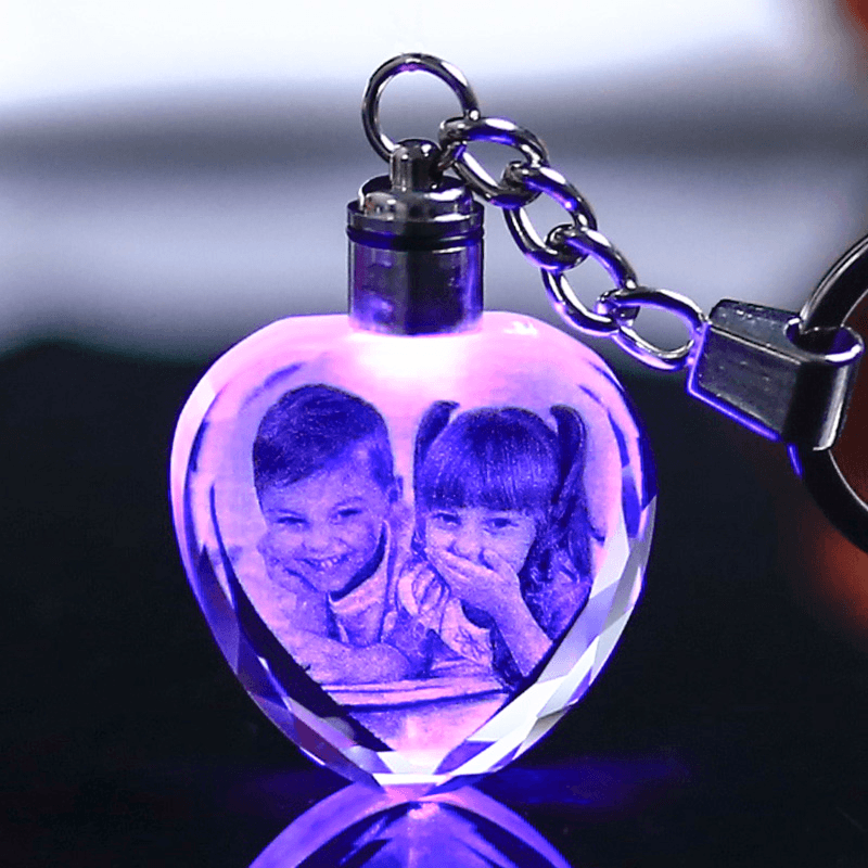 LASER ENGRAVED CRYSTAL GLASS KEY CHAIN 2