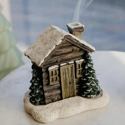 Log Cabin Incense Burner with Smoking Chimney 2