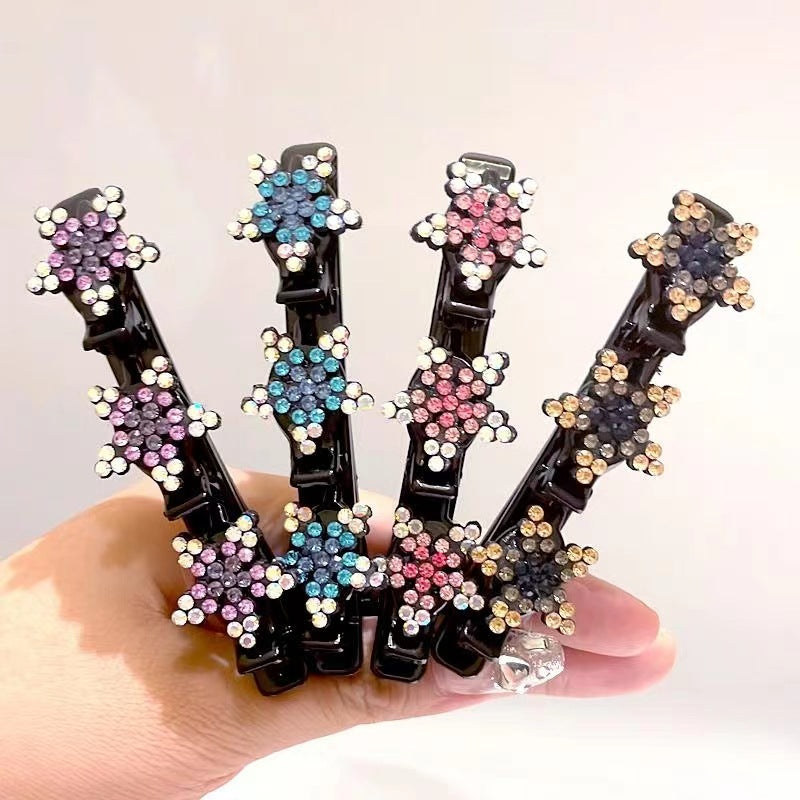 Sparkling Crystal Stone Braided Hair Clips-4pcs 2