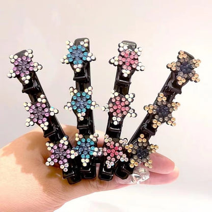 Sparkling Crystal Stone Braided Hair Clips-4pcs 2