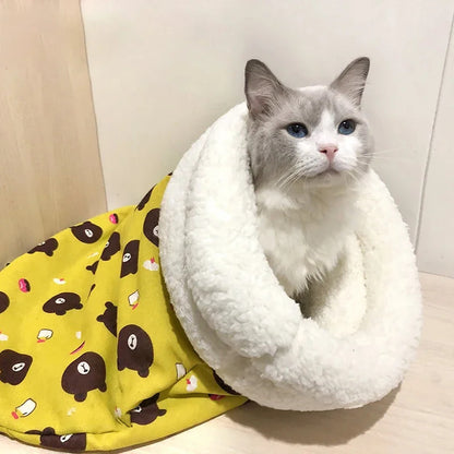 Fleece Thickened Comfy Warm Cat Sleeping Bag 2