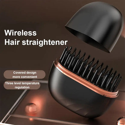 Mini Wireless Hair Straightener Brush – Portable Dual-Use Styling Tool for Travel 2