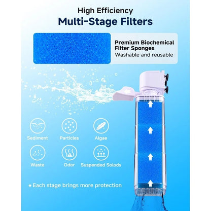 Built-in Fish Tank Filter – Powerful & Silent Aquarium Cleaner 2