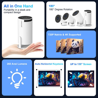 Portable 180 Degree Rotation Home 4K Video Projector 2