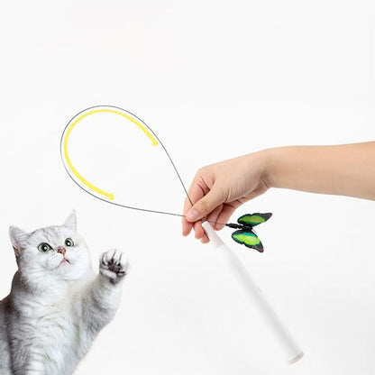 Interactive Elastic Wand Cat Toy with Butterfly Teaser 2