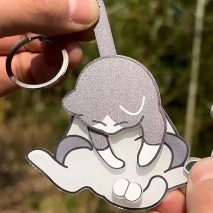 Funny Wiggling Cat Keychain 2