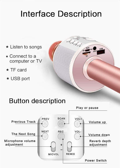 WIRELESS PORTABLE HANDHELD BLUETOOTH KARAOKE MICROPHONE 2