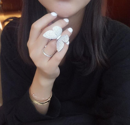 Crystal Stones Made Butterfly Ring 2