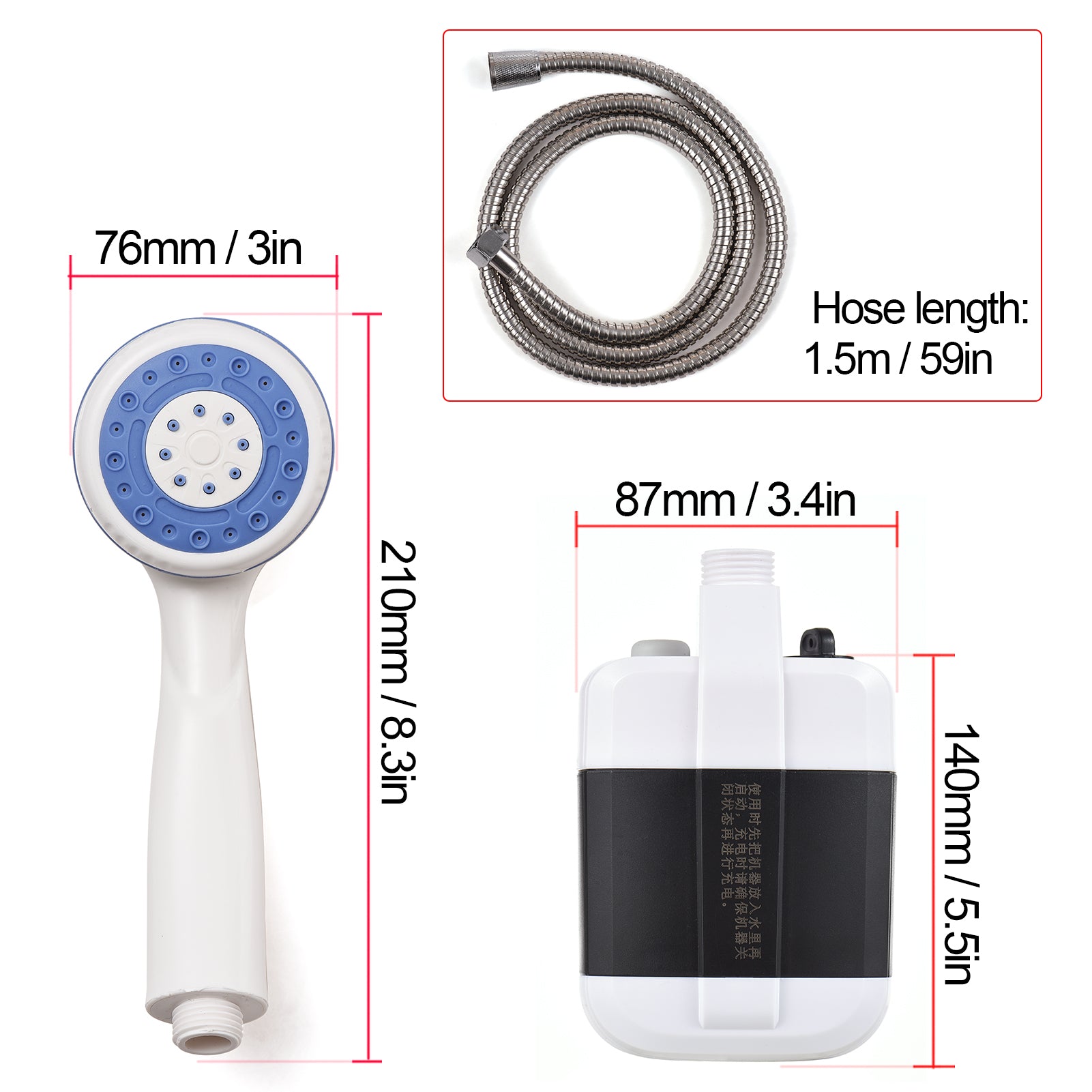 USB Rechargeable Portable Camping Outdoor Shower 2