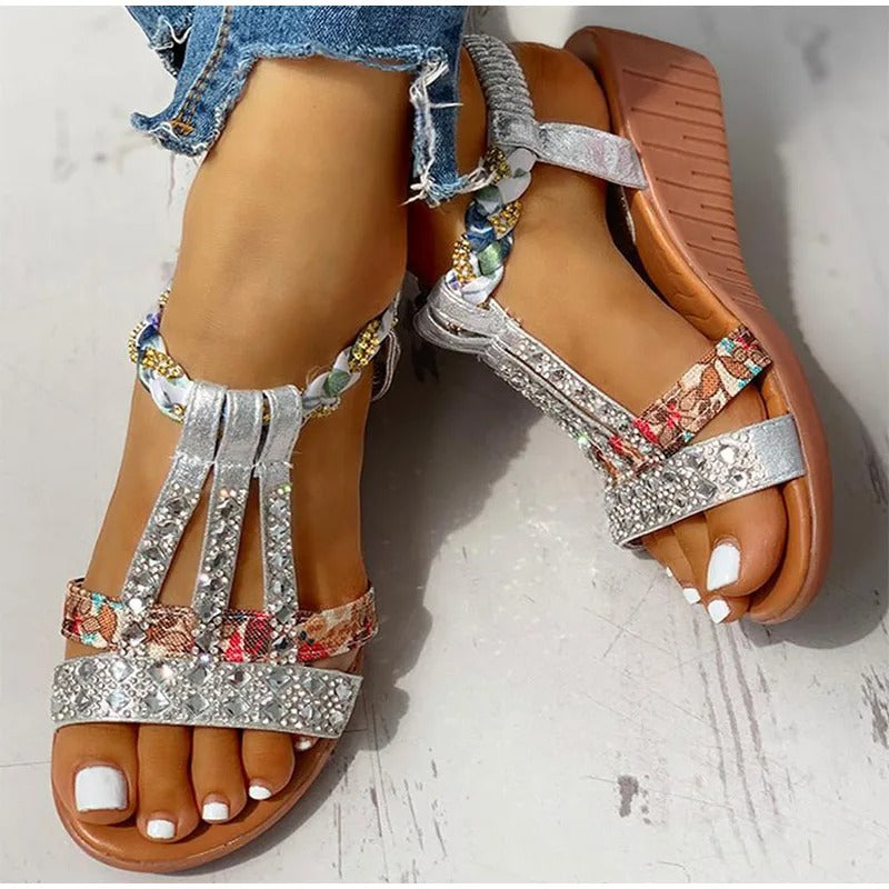 Rhinestone Open Toe Orthopaedic Sandals 2