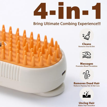 4 in 1 Rechargeable Cat Steam Brush for Shedding 2