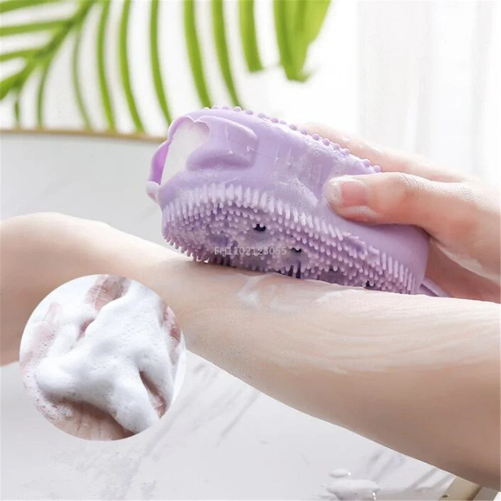 Silicone Body Scrubber Bath Sponge - 2 in 1 Exfoliating Body Brush 2