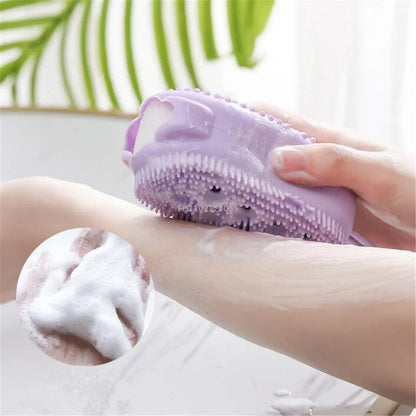 Silicone Body Scrubber Bath Sponge - 2 in 1 Exfoliating Body Brush 2