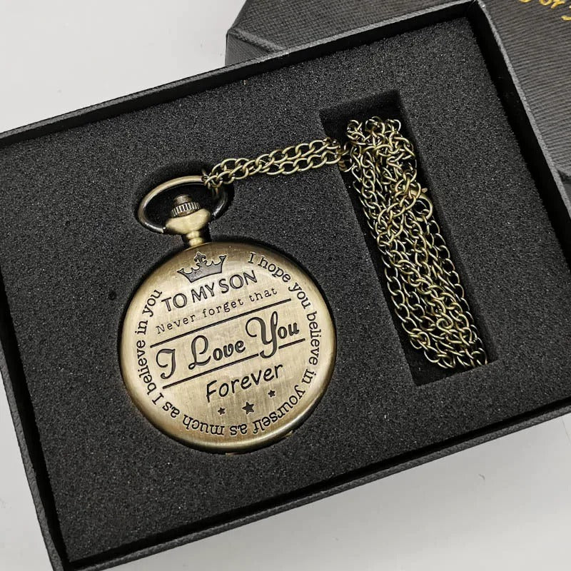 To My Son Quartz Pocket Chain Watch 2