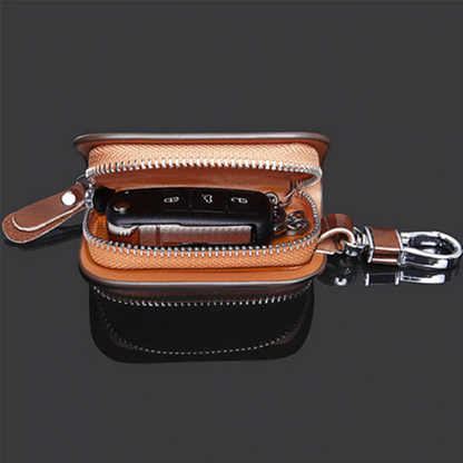 Leather Wood Texture Car Key Case 2